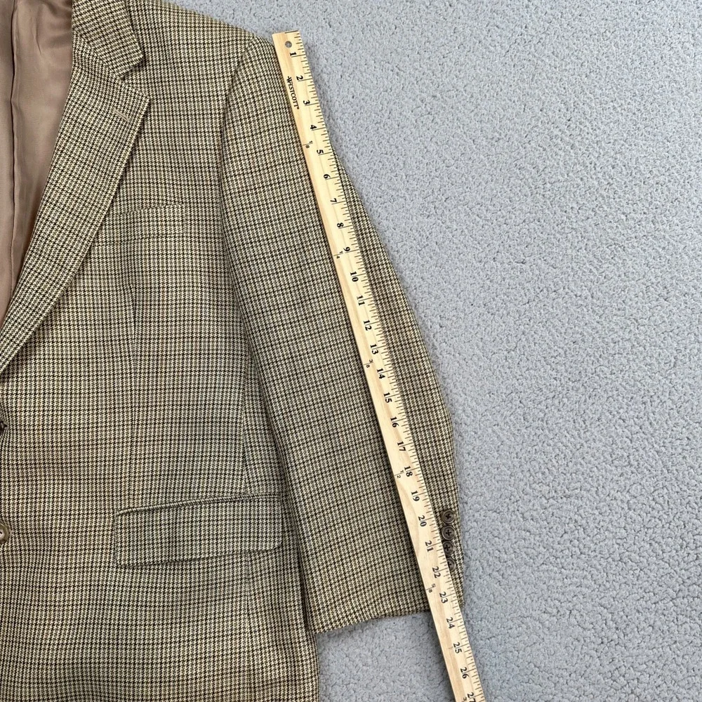 Chaps Silk Blazer Men 46R‎ Houndstooth Check 2 Button Sport Coat